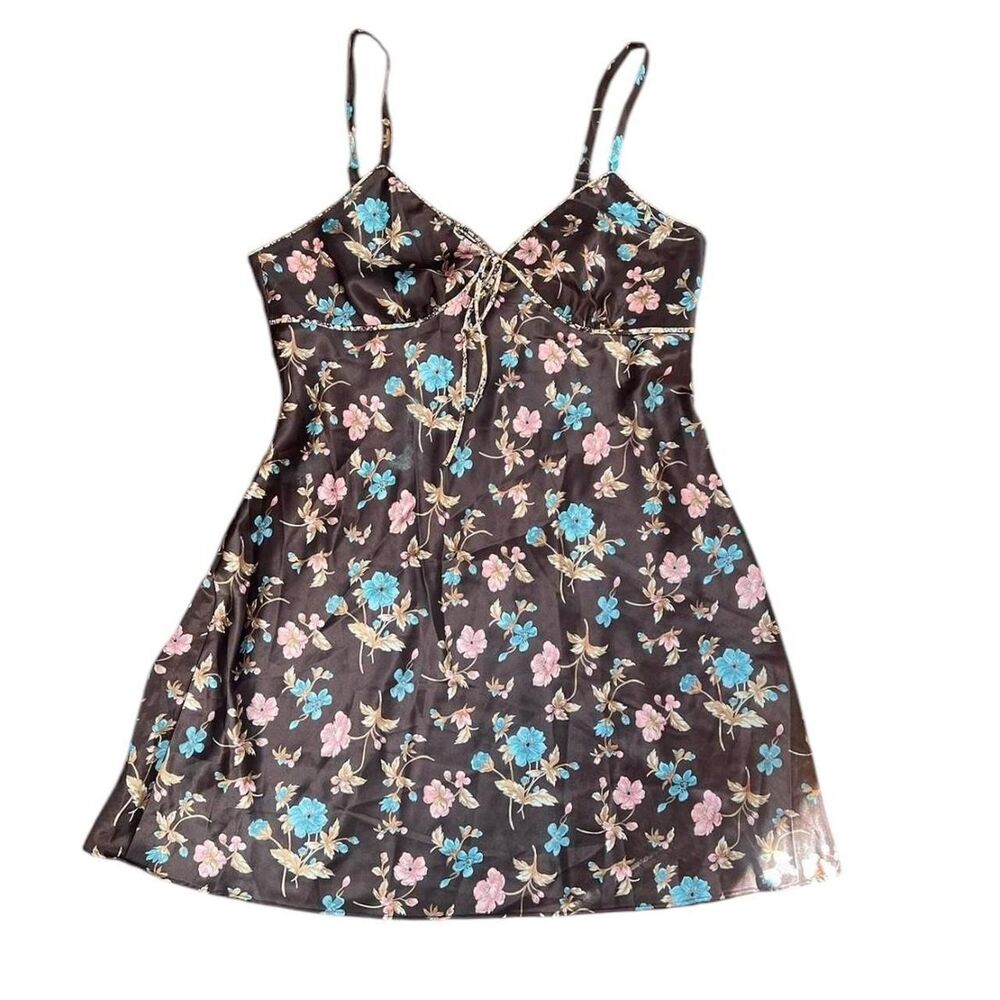 Y2k Brown Floral Slip Dress A9